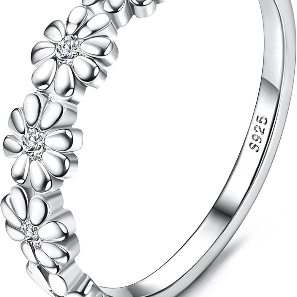 925 Sterling Silver Ring 18k Gold Plated Daisy Flower Ring Paved With Coloful Cu